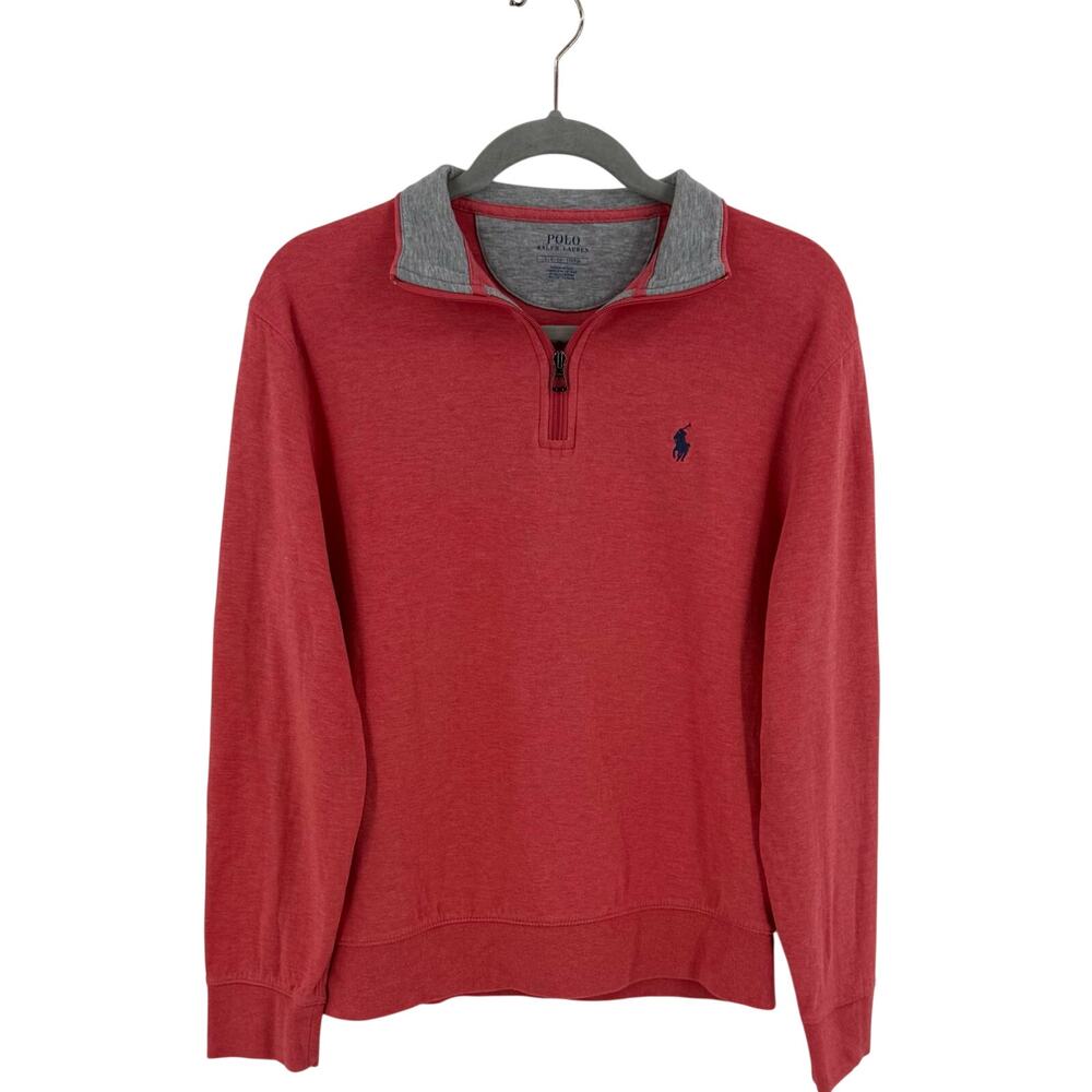 Polo Ralph Lauren Mens Sweatshirt Top Size Small Light Red Heather 1/4 Zip Up